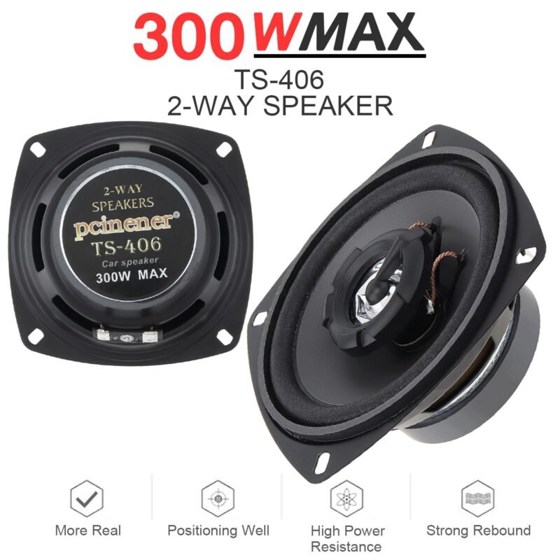 1 Piece 4 Inch 300W 2 Way Car HiFi Coaxial Speaker Vehicle Door Auto Audio Music 1