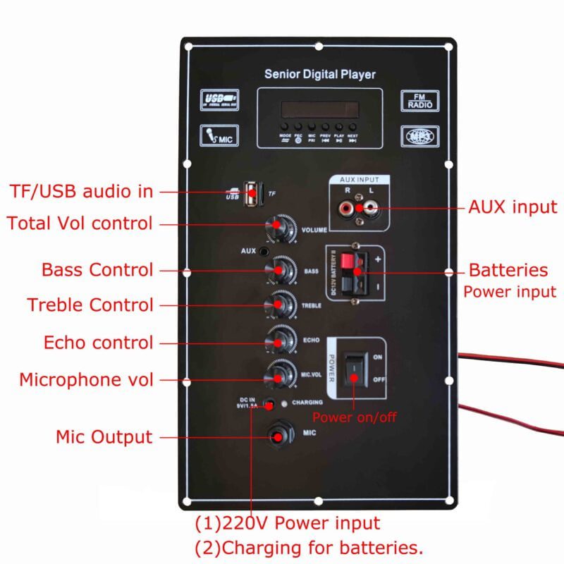 12V 9V Digital Bluetooth Stereo Amplifier Board Dual Microphone Karaoke Amplifiers 80w for 8 12 Inch 1 scaled