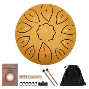 6 inch 11 Tune Steel Tongue Drum Percussion Musical Instrument Hand Tank Drum with Bag Drumsticks