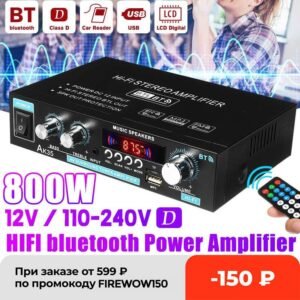 AK35 380 800W Home Digital Amplifiers Audio 110 240V Bass Audio Power bluetooth Amplifier Hifi FM