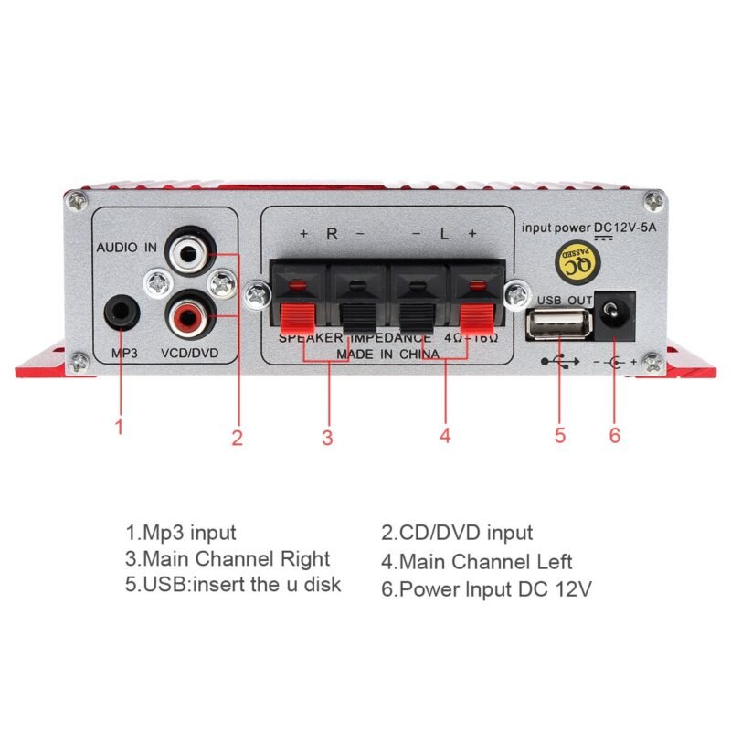 Kinter MA 180 Mini USB Alloy Car Audio Amplifier 2CH Stereo HIFI Amplifier for Boat Amp 2
