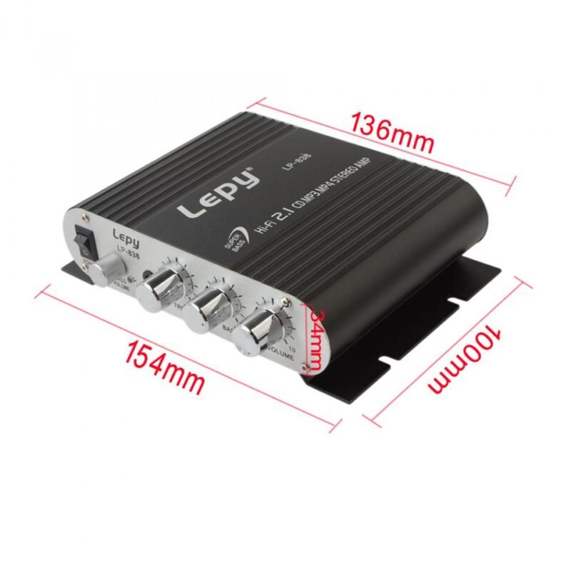Lepy LP 838 Power Car Amplifier Hi Fi 2 1 MP3 Radio Audio Stereo Bass Speaker 3