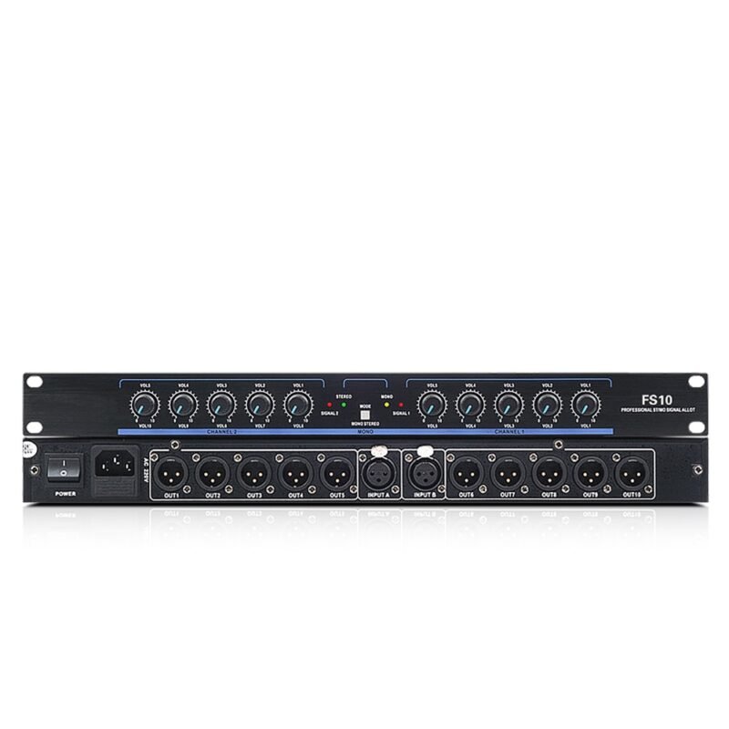 Professional Audio Signal Splitter Two In Twelve Out XLR Stage Line Array DJ Performance Conference Multi