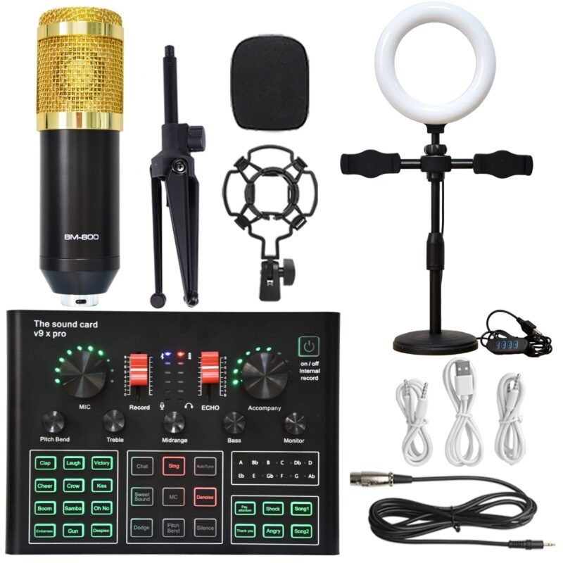V9XPro Sound Card Studio Mixer Noise Reduction Portable Microphone Voice BM800 Live Broadcast for Phone Computer 1