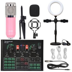 V9XPro Sound Card Studio Mixer Noise Reduction Portable Microphone Voice BM800 Live Broadcast for Phone Computer