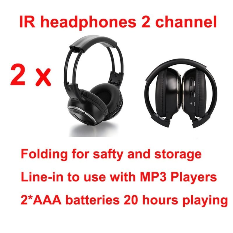 universal free shipping Infrared Stereo Wireless Headphones Headset IR in Car roof dvd or headrest dvd