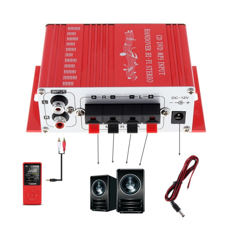 Stereo Amplifier Hi Fi 12V Mini Auto Car Power Amplifier Stereo Audio Amplifier CD DVD MP3 4