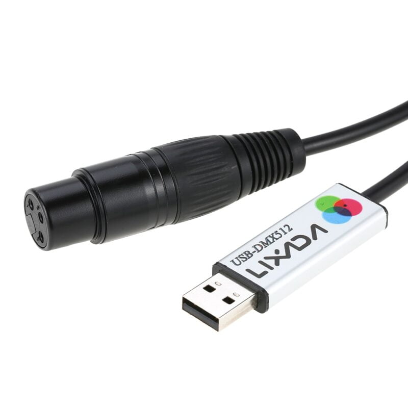 Lixada Stage Light Controller Cable USB to DMX Interface Adapter LED DMX512 Computer PC Stage Lighting 1