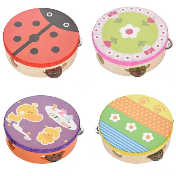 15cm Cartoon Wooden Tambourine Hand Drum
