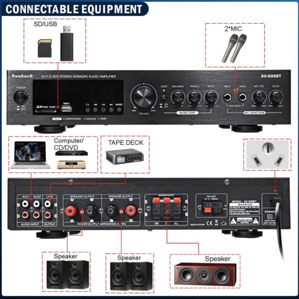2000W bluetooth5.0 Home Amplifier