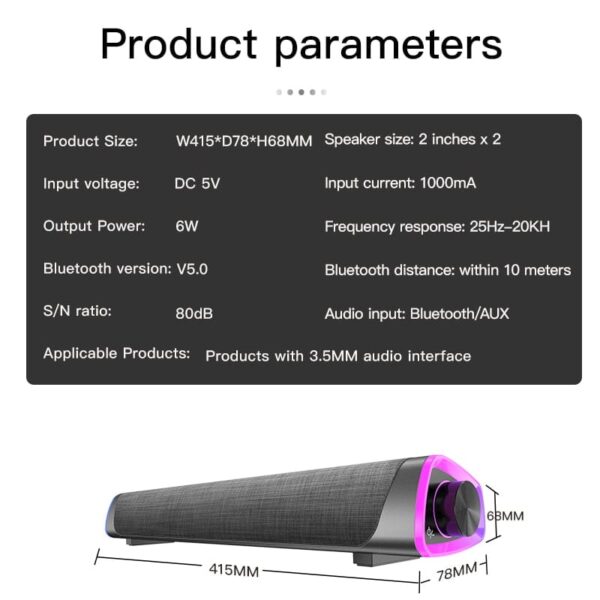 3D Surround Soundbar Bluetooth 5.0 Speaker