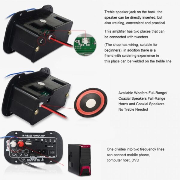 25W HI-FI Car Audio Power Amplifier Bluetooth