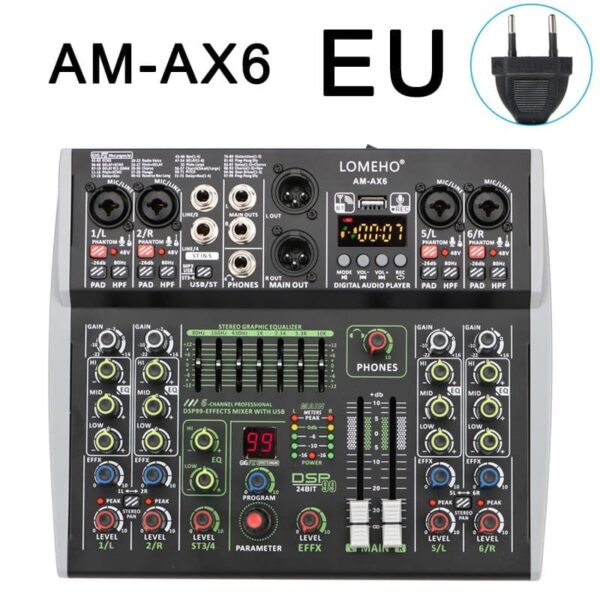 Mini Channels Individual 48V Phantom Power Audio Mixer