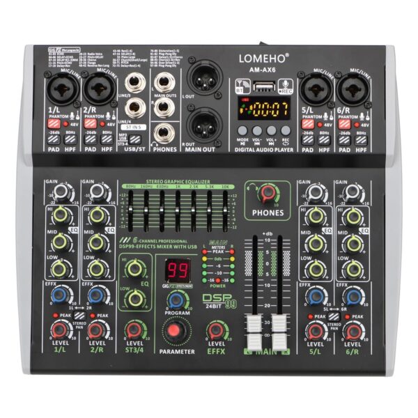 Mini Channels Individual 48V Phantom Power Audio Mixer