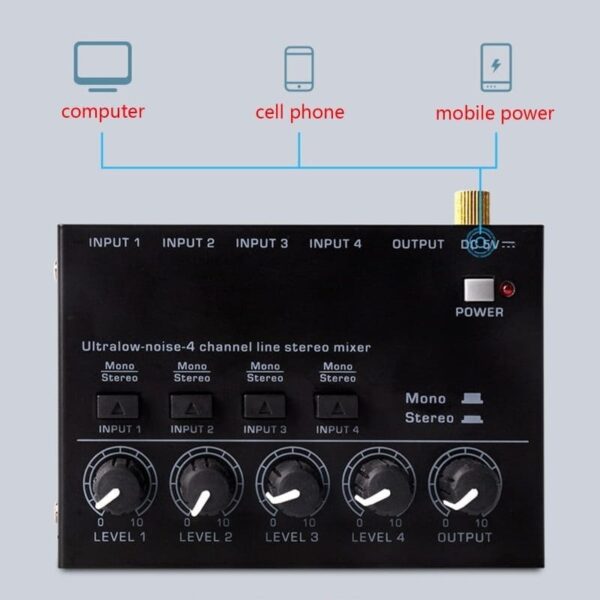 Mini Audio Mixer 4 Channel