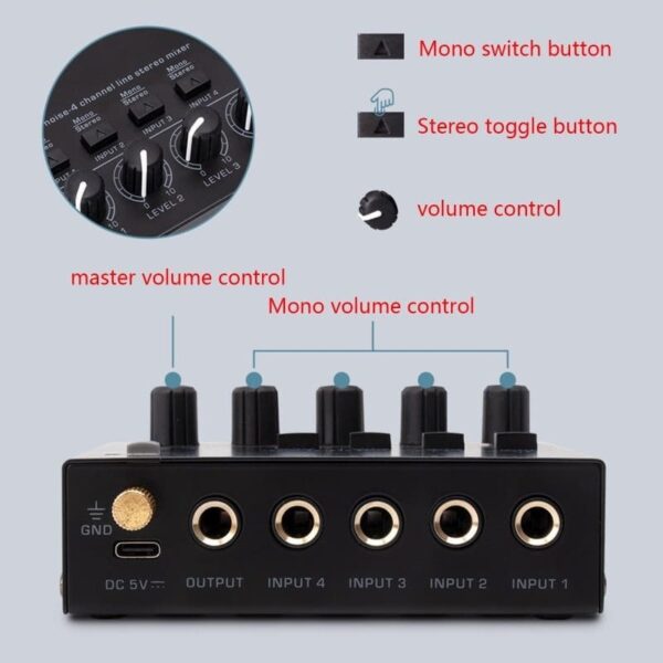 Mini Audio Mixer 4 Channel