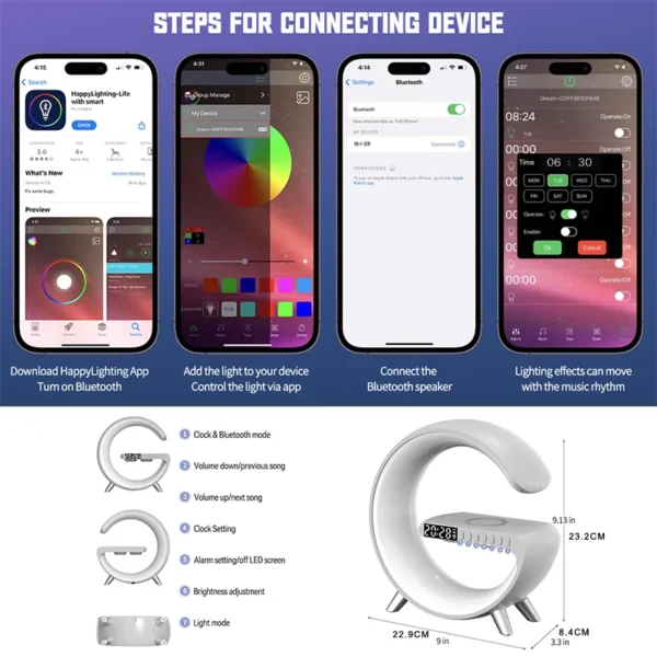Flashing LED Alarm Bluetooth Speaker