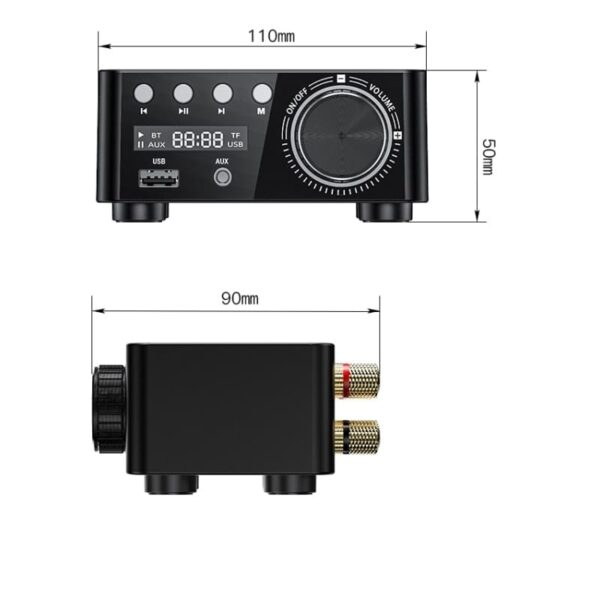 HIFI Audio Amplifier 50WX2 Bluetooth 5.0