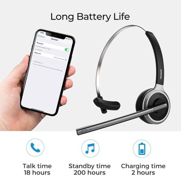 Bluetooth Headset with Crystal Microphone for Trucker/Driver