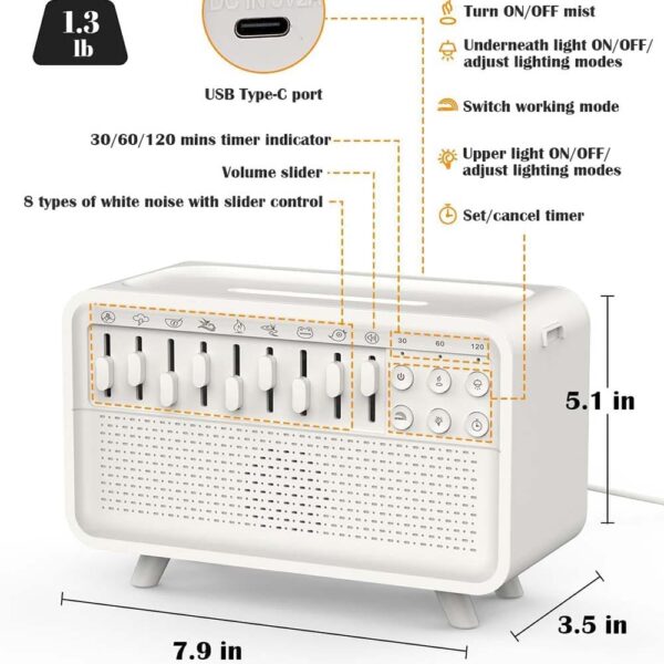 White Noise Humidifier Lamp