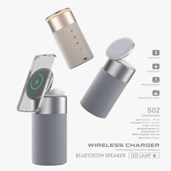Magnetic wireless charging bluetooth speaker table lamp