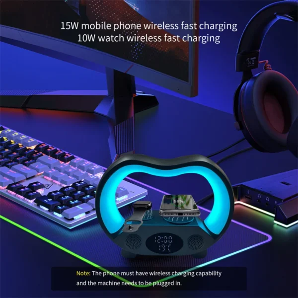 6-in-1 Smart LED Wireless Charger Bluetooth Speaker