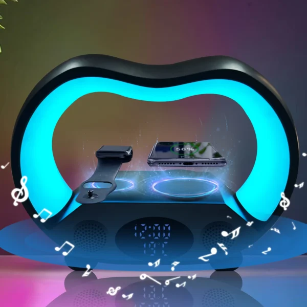 6-in-1 Smart LED Wireless Charger Bluetooth Speaker