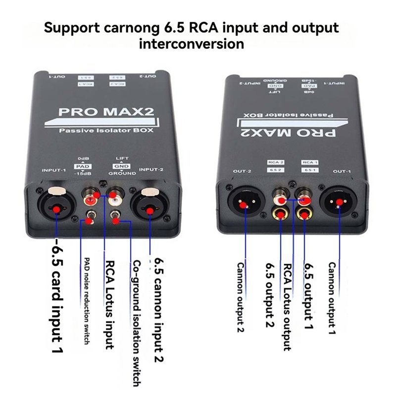 PRO MAX2 Matrix Audio Converter XLR 6.35mm RCA Inputs and Outputs